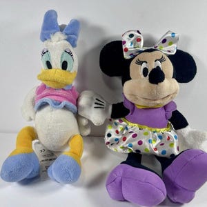 Disney Plush Lot Daisy Duck & Minnie Mouse Birthday Polka Dot 9-10” Stuffed Animals Set Kids Gift Disney Toys Cute Soft image 1
