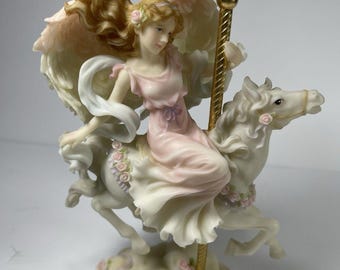 Seraphim Classics Blythe Heavenly Dreams Angel Carousel Horse Figurine 1999 Roman Inc Angel Statue Vintage Angel Decor Collectible