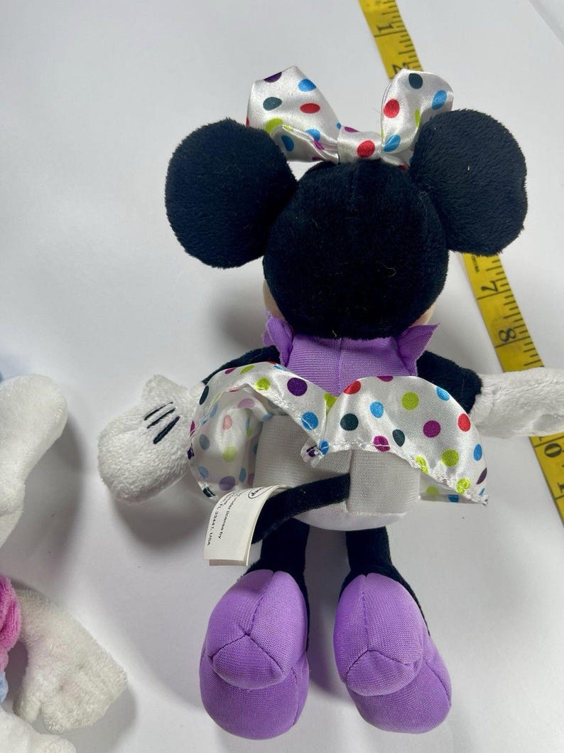 Disney Plush Lot Daisy Duck & Minnie Mouse Birthday Polka Dot 9-10” Stuffed Animals Set Kids Gift Disney Toys Cute Soft image 8