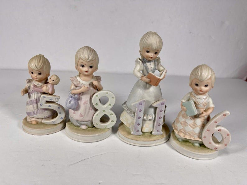 Vintage Lefton Christopher Collection Birthday Girl Figurines Set of 4 ...