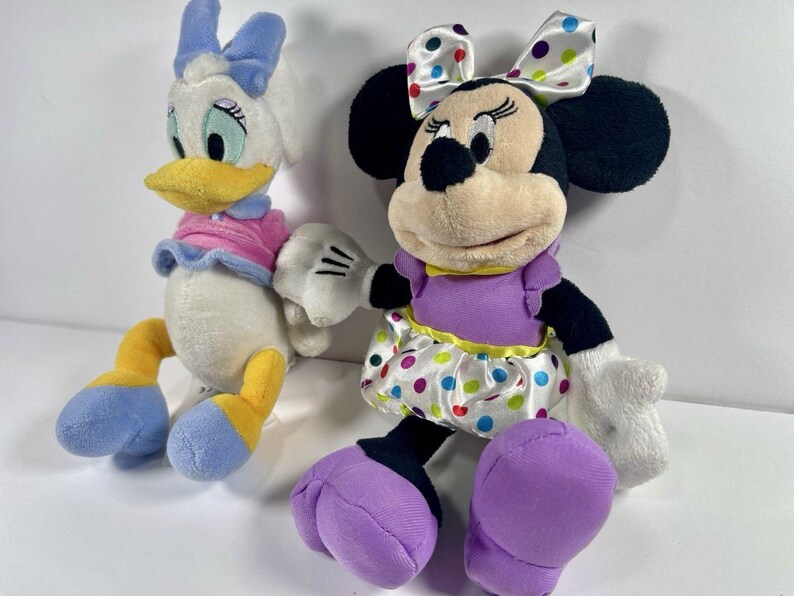 Disney Plush Lot Daisy Duck & Minnie Mouse Birthday Polka Dot 9-10” Stuffed Animals Set Kids Gift Disney Toys Cute Soft image 3