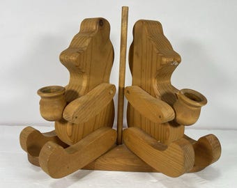 Vintage Wooden Bear Sled Candle Holder Handmade Folk Art Rustic Cabin Decor Christmas Taper Candle Centerpiece Tomorrow’s Treasures