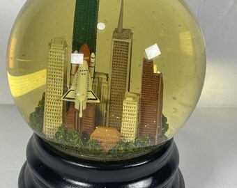 Vintage Houston Texas Musical Snow Globe Space Shuttle Skyline JCPenney Water Globe