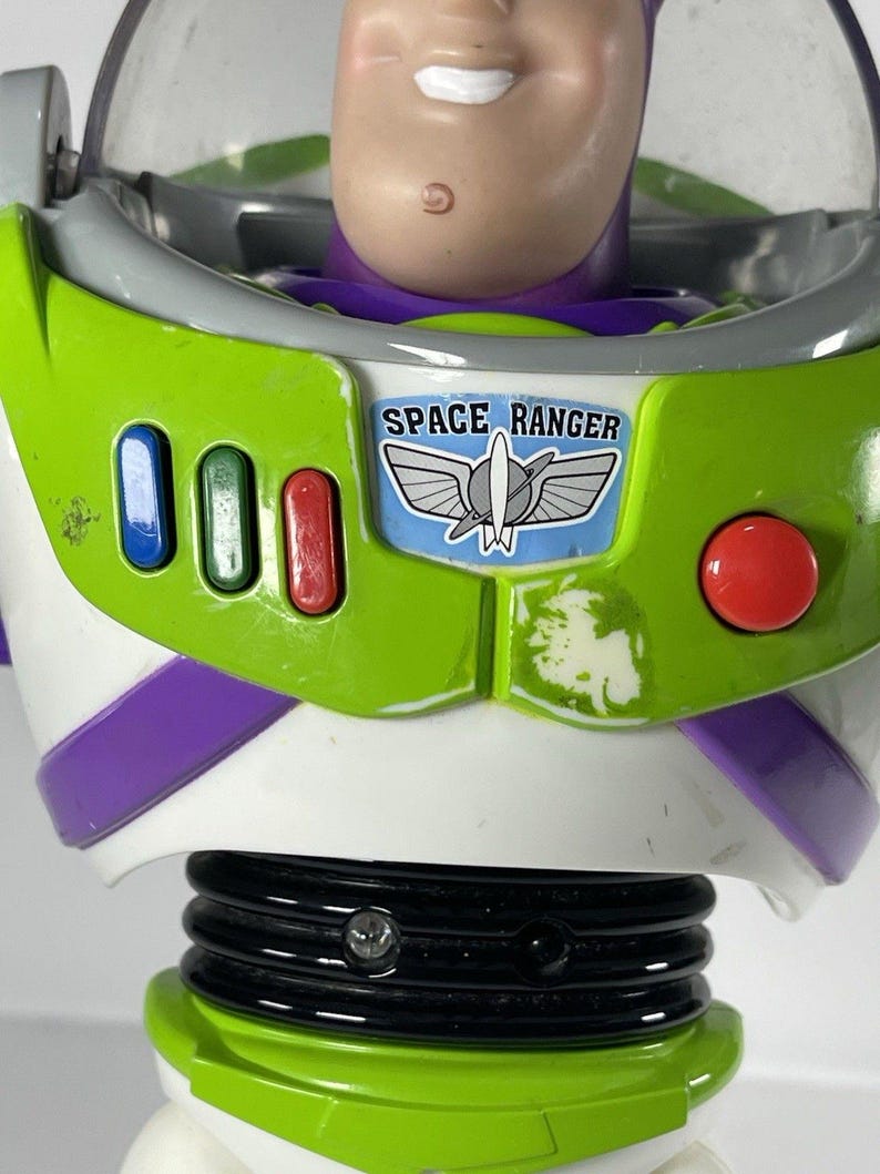 Disney Store Buzz Lightyear Talking Figure Toy Story 4 Bonnie Foot Non Working For Parts Repair Pixar Collectible image 3