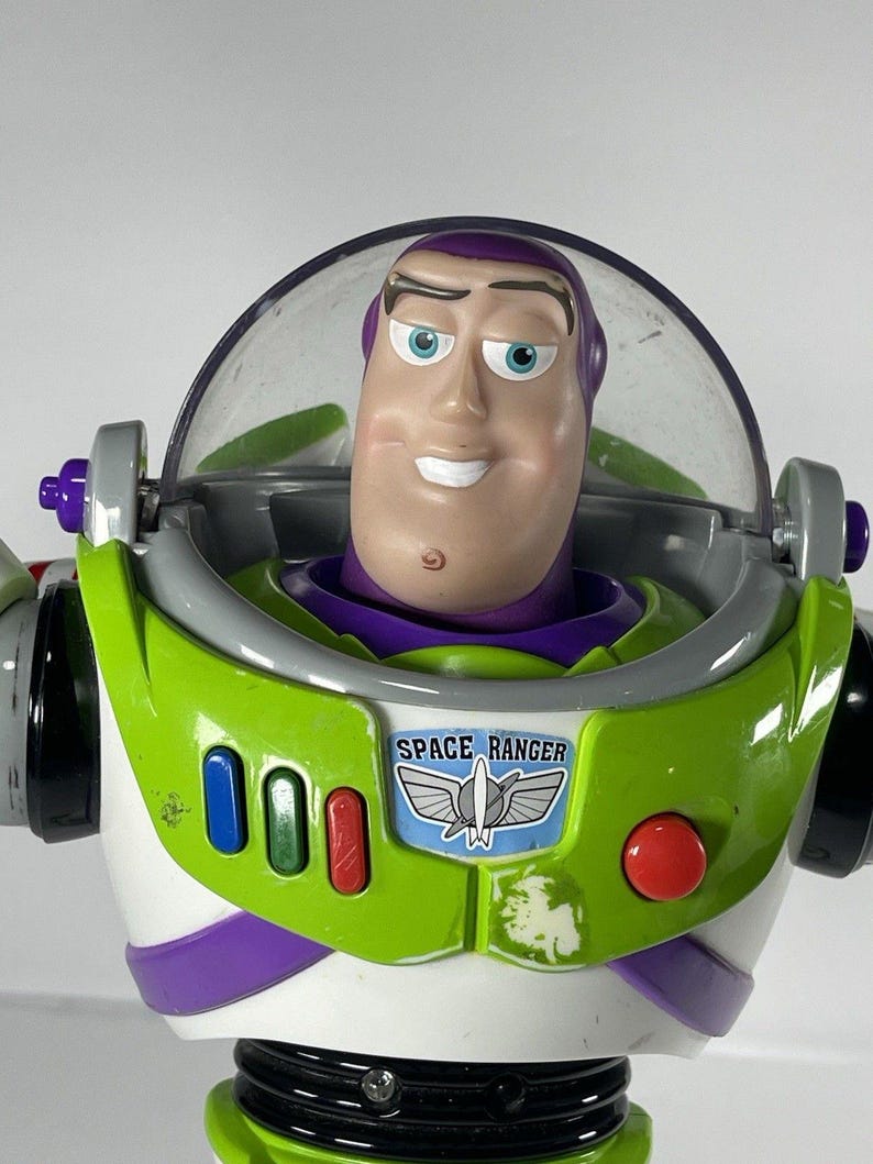 Disney Store Buzz Lightyear Talking Figure Toy Story 4 Bonnie Foot Non Working For Parts Repair Pixar Collectible image 2