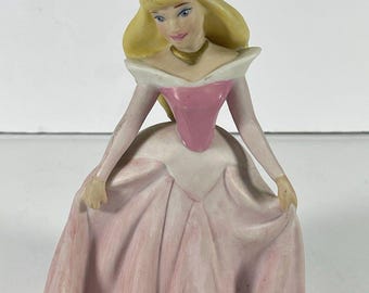 Vintage Disney Princess Aurora Figurine, Sleeping Beauty Porcelain Statue, Pink Dress, Sri Lanka #5, 6”