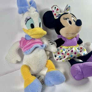 Disney Plush Lot Daisy Duck & Minnie Mouse Birthday Polka Dot 9-10” Stuffed Animals Set Kids Gift Disney Toys Cute Soft image 2