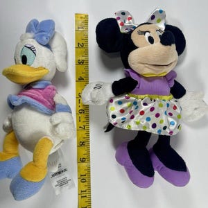Disney Plush Lot Daisy Duck & Minnie Mouse Birthday Polka Dot 9-10” Stuffed Animals Set Kids Gift Disney Toys Cute Soft image 7