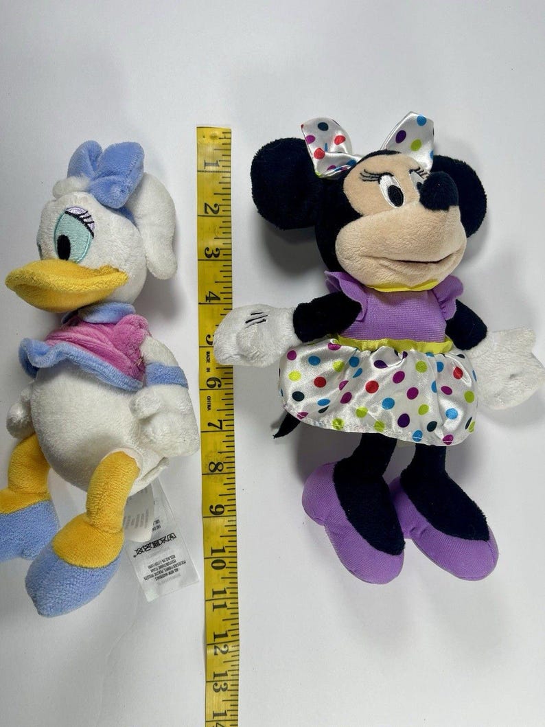 Disney Plush Lot Daisy Duck & Minnie Mouse Birthday Polka Dot 9-10” Stuffed Animals Set Kids Gift Disney Toys Cute Soft image 7