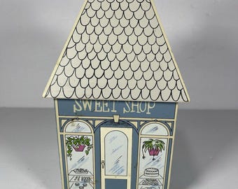 Vintage Village House Nesting Canister Set, Sweet Shop & Cafe Kitchen Storage, Cottagecore Decor, Country Cottage Containers