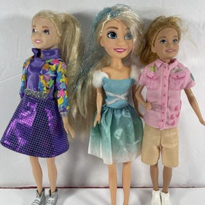 Barbie Doll Lot of 3 Skipper & Stacie Sisters + Elsa Style Princess Doll Mattel Disney 9-11” Fashion Dolls Preowned image 1