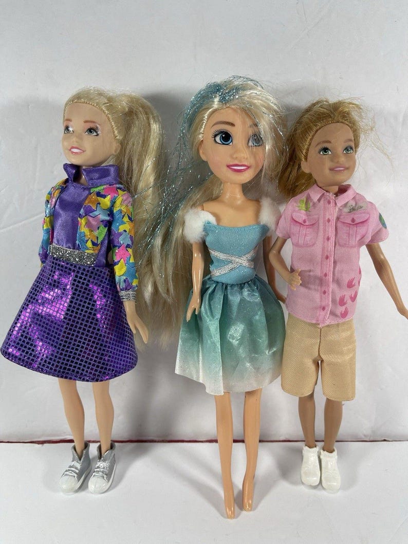 Barbie Doll Lot of 3 Skipper & Stacie Sisters + Elsa Style Princess Doll Mattel Disney 9-11” Fashion Dolls Preowned image 1