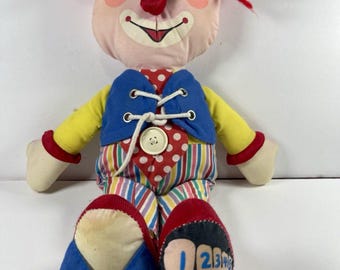 Vintage 1984 Fisher-Price Dapper Dan Teaching Clown Plush #178