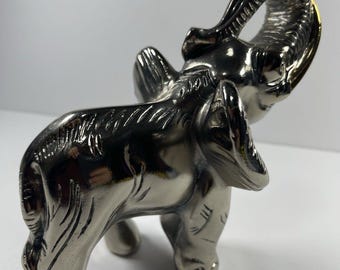 Vintage Torogoz Elephant Figurine Silver Gold Tone Made in El Salvador Good Luck Elephant Statue Safari Home Decor Gift