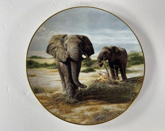 1992 Elephants at Kilimanjaro Collector Plate Charles Fracé W.S. George African Wildlife Safari Porcelain Bradex Plate