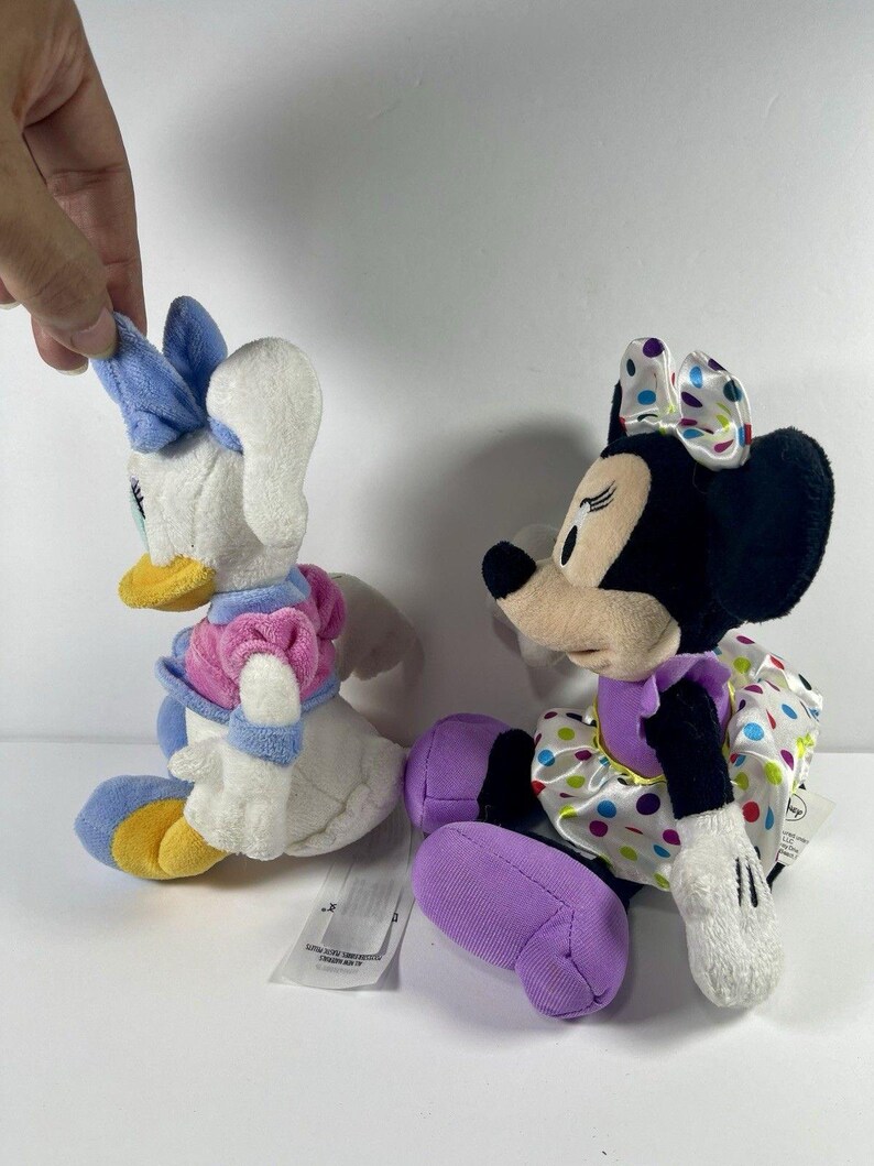 Disney Plush Lot Daisy Duck & Minnie Mouse Birthday Polka Dot 9-10” Stuffed Animals Set Kids Gift Disney Toys Cute Soft image 4