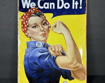 Rosie the Riveter We Can Do It Metal Sign – Vintage Style WWII Poster Reproduction – Smithsonian Licensed Wall Art 11x8
