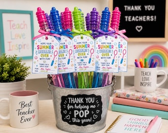 Etichette regalo estive a bolle / Fine anno scolastico per insegnanti, PDF stampabile, modello Canva modificabile