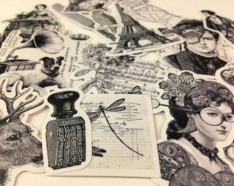 Vintage Black & White Sticker Set