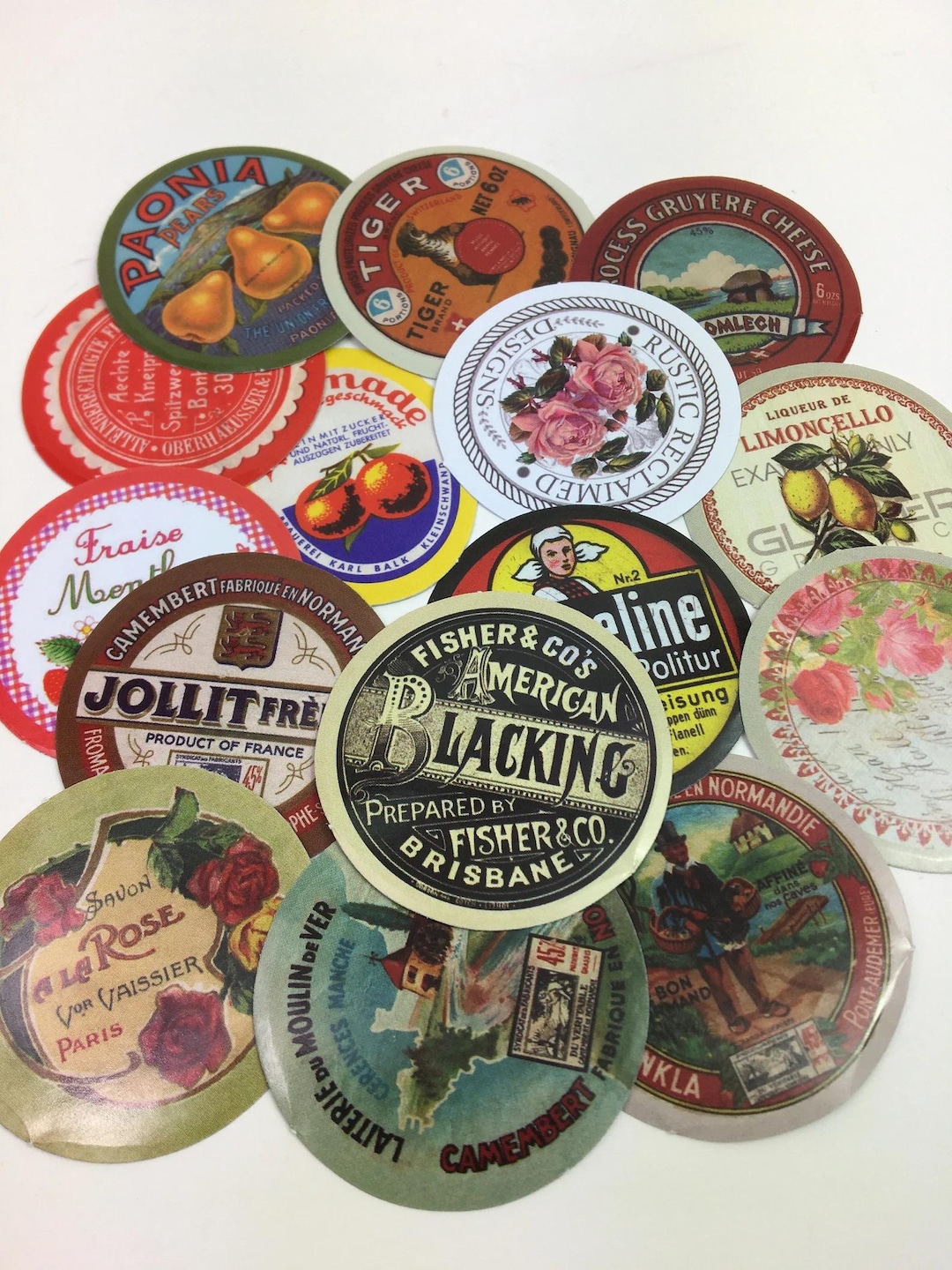 Vintage Round Advertisement Stickers - Etsy