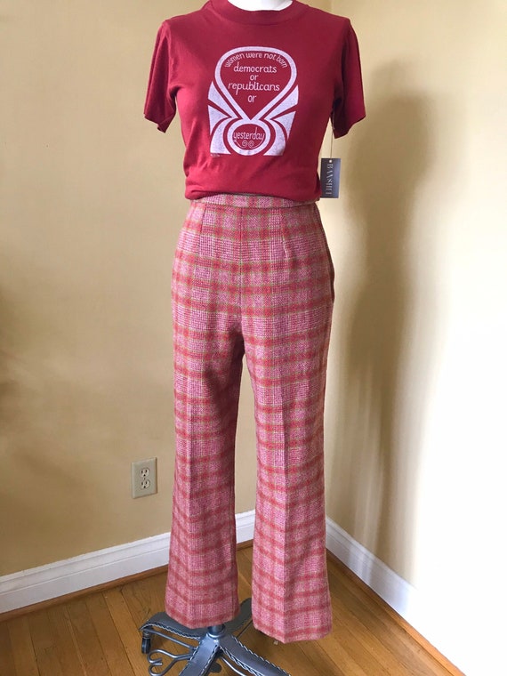 70s Pendleton Plaid Pants- Ultra Rise Raspberry