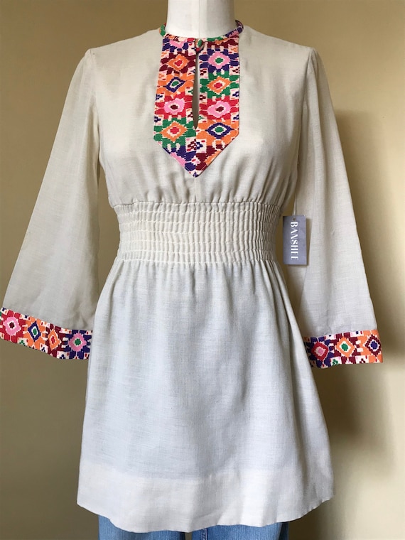 1960s Boho Rainbow Fit n Flair Tunic with Psyched