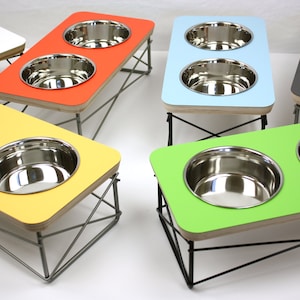 Elevated Dog Feeder Raised Dog Bowls Mid Century Modern Pet Bowls