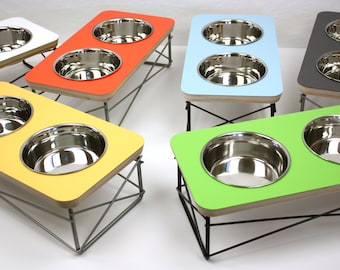 Modern Dog Bowl Stand - Dog Bowl or Cat Bowl Elevated Feeder Mid Century Modern Design Eames Inspired, Pet Feeder, Pet Bowl Stand