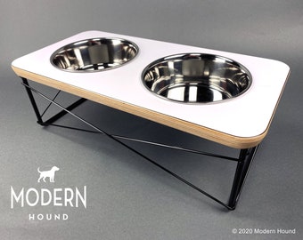 Modern Pet Feeding Stand - Dog Bowl or Cat Bowl Elevated Feeder Mid Century Modern Design Eames Inspired, Pet Feeder