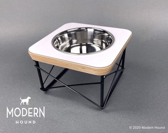 Single Bowl Modern Pet Feeder - Dog Bowl or Cat Bowl Elevated Feeder Mid Century Modern Design Eames Inspired Pet Dish, Pet Feeder, Pet Dish