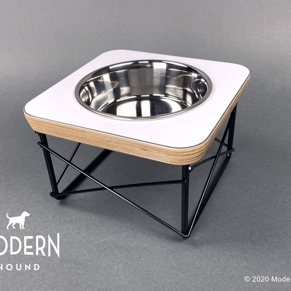 Single Bowl Modern Pet Feeder - Dog Bowl or Cat Bowl Elevated Feeder Mid Century Modern Design Eames Inspired Pet Dish, Pet Feeder, Pet Dish