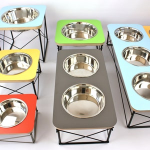 Triple Bowl Modern Pet Feeder Dog Bowl or Cat Bowl Elevated Feeder Mid Century Modern Design Eames Inspired, Pet Feeder, Feeding Station image 5