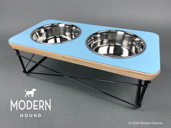 Large Raised Dog Bowls, Mid Century Modern Dog Bowl Stand, Triple
