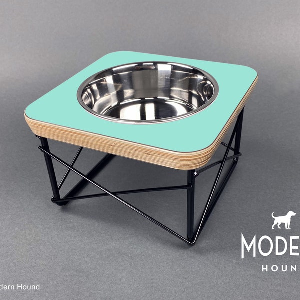 Single Bowl Modern Pet Feeder - Dog Bowl or Cat Bowl Elevated Feeder Mid Century Modern Design Eames Inspired Pet Dish, Pet Bowl Stand