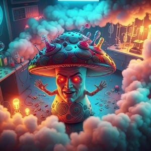 Psychedelic Mushroom Art Print Sci-Fi Fantasy Mushroom Poster Trippy Mushroom Wall Art AI Generated Mushroom Collection Digital Download