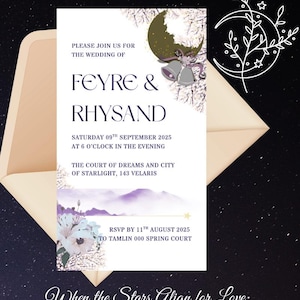 Modello di invito di nozze ispirato al romanzo / Design incantato / Tema matrimonio fantasy / Ispirato a The Night Court / Modello elegante / ACOTAR