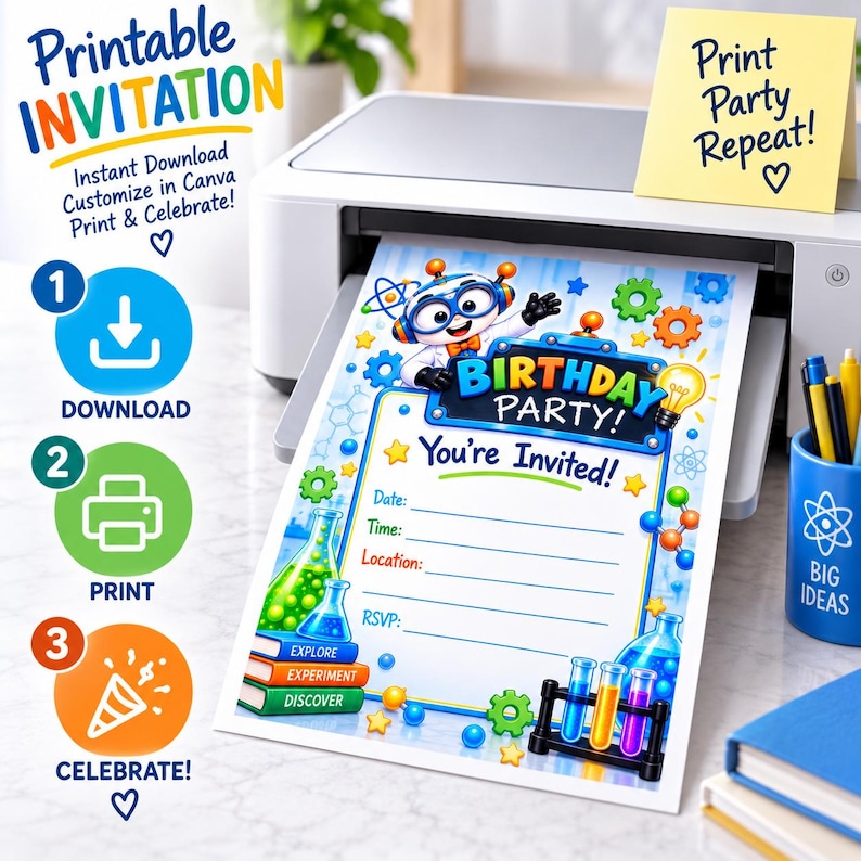 Science Lab Birthday | Customizable | Printable | Mobil Invites - Etsy