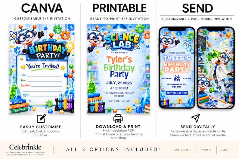 Science Lab Birthday | Customizable | Printable | Mobil Invites - Etsy