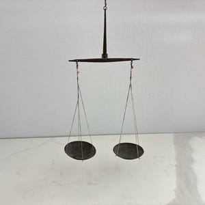 Vintage Mini Apothecary Scales Metal/Patina - Antique Gold Prospector&#39;s Portable Pocket Scale - Collectible Balance Scientific Instrument