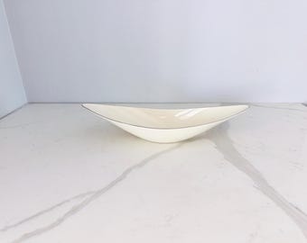 Vintage Lenox Oval Serving Dish Ivory Porcelain Gold Trim Elegant China Footed Bowl 15" Formal Dining Wedding Entertaining Centerpiece