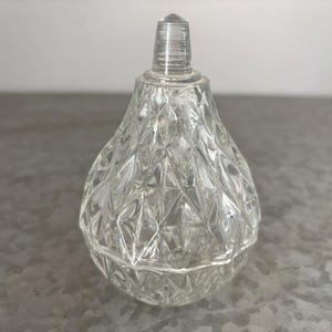 Vintage Trinket Box – Crystal Pear-Shaped Diamond Point Pattern – 1960s - 1970s Indiana Glass Style – Mid-Century Vanity Jar MCM - 2 pieces