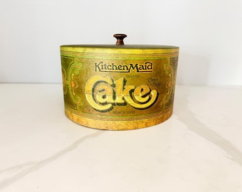 Vintage 1979 KitchenMaid Brand Metal Cake Dome Wood Finial Marked 1979 Pentron Industries Cover, Retro Kitchen Storage, Mid Century Bakeware