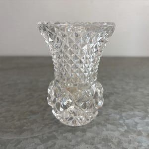 Vintage Princess House Crystal Bud Vase – Small Clear Vase, Diamond Cut Pattern, Elegant Table Decor, Collectible Crystal Glass 1980s-1990s