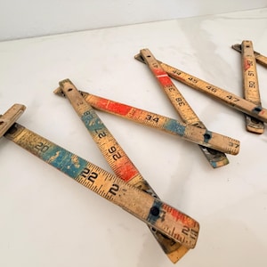Vintage 1960s Craftsman Extension Foldable Wood Measuring Tool – Brass Hinges & Ends,  Mid-Century Carpenter Pocket Ruler Made in USA