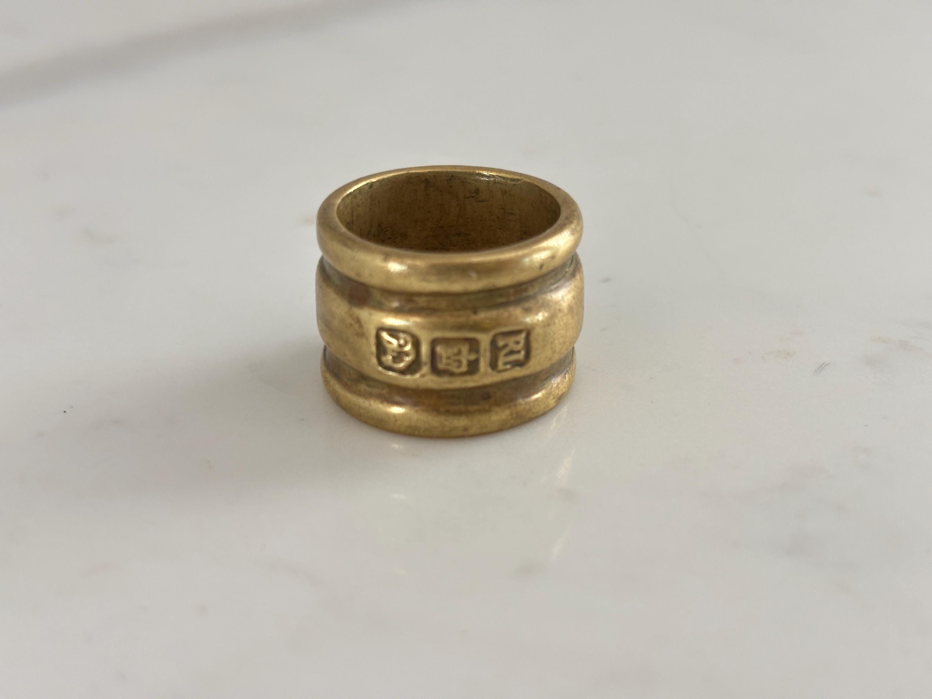 Vintage Ralph Lauren Solid Brass RING 1990s Marked RL & Symbols