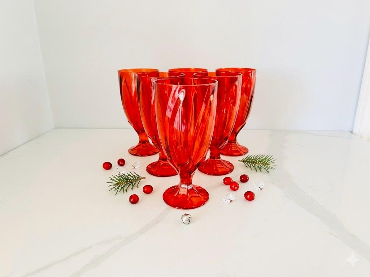 Noritake Red Glasses - Etsy