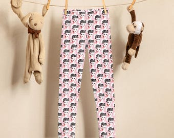 Children's Leggings, Pop Art, Classic Vintage Fashion Doll, Pink, Yoga Activewear, Stretchy Soft Workout Relaxing Play Pants Apparel