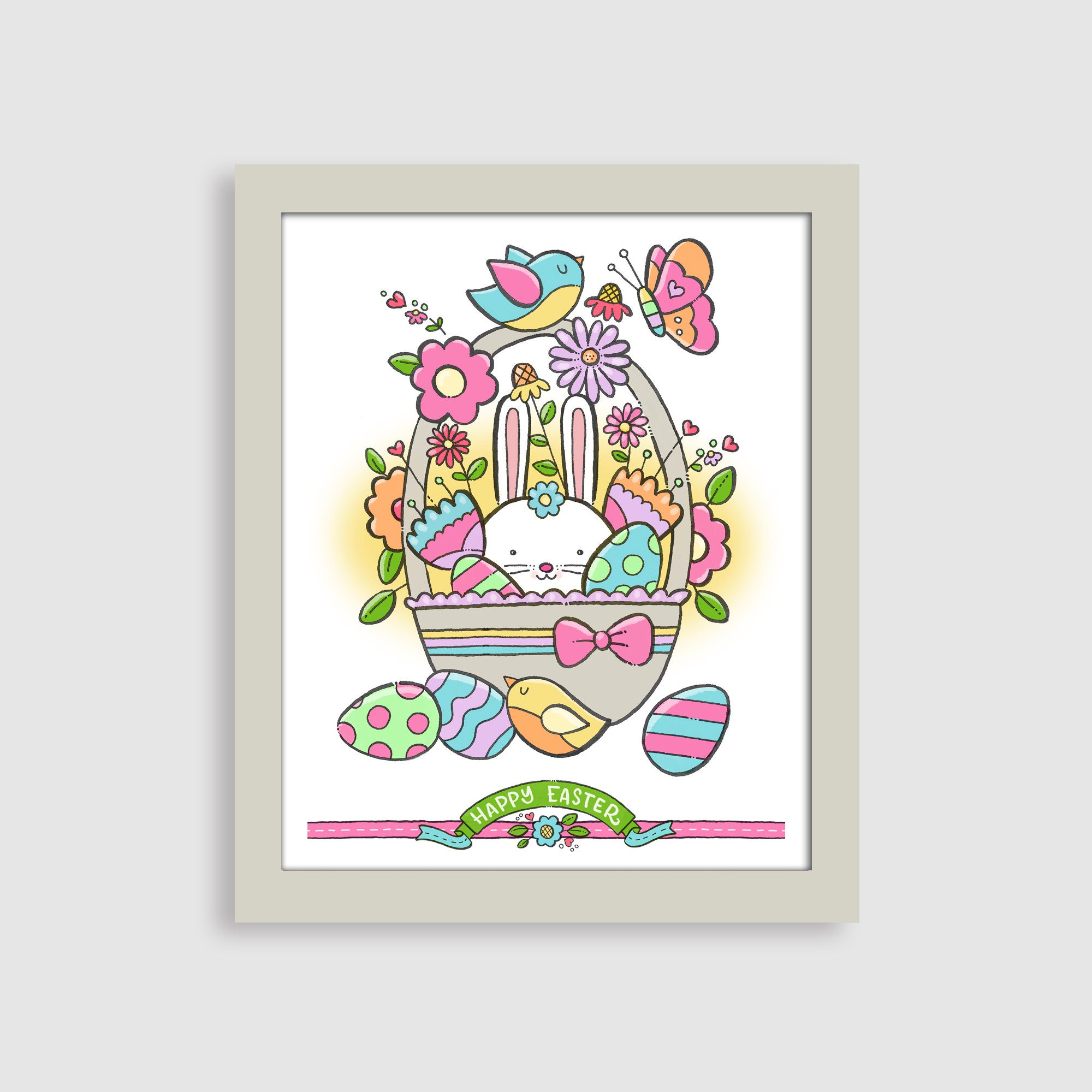 Easter Basket, Wall Art Decor Children Kids Artwork Etsy