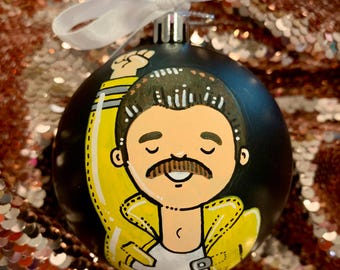 Original Hand Painted Ornament Famous Faces Celebrity Musician Pop Culture, PorTREEt, The CELEBarty Collection