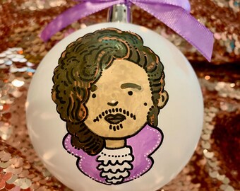 Original Hand Painted Ornament Famous Faces Celebrity Musician Pop Culture, PorTREEt, The CELEBarty Collection